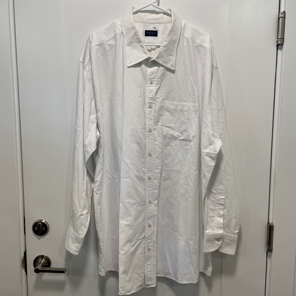Proper Cloth Mens White Heavy Oxford Long Sleeve Button Down Shirt Pocket